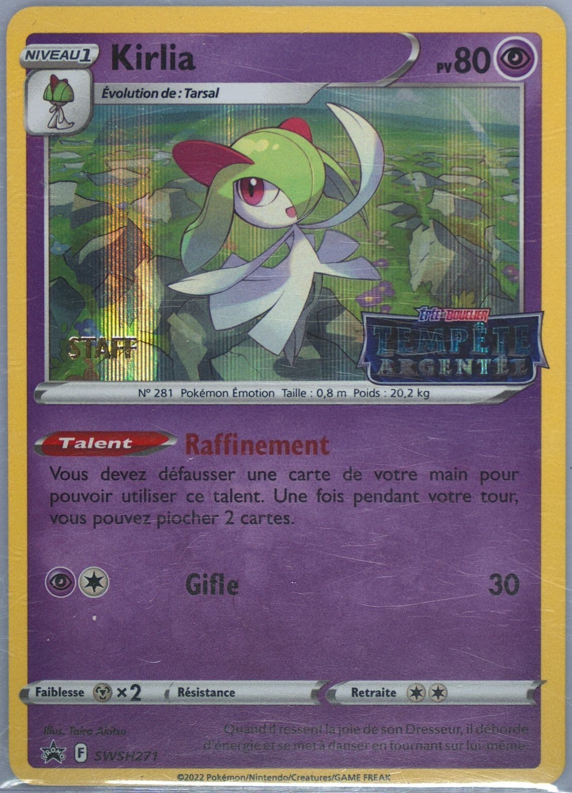 Kirlia-Holo Prerelease-Staff-French (271) 2023 Pokemon Swsh Black Star Promo