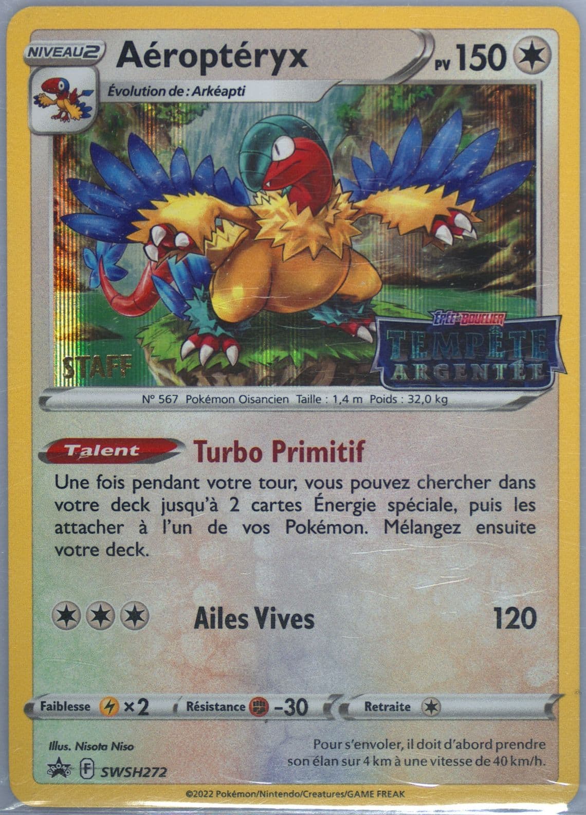 Aeropteryx-Holo Prerelease-Staff-French (272) 2023 Pokemon Swsh Black Star Promo