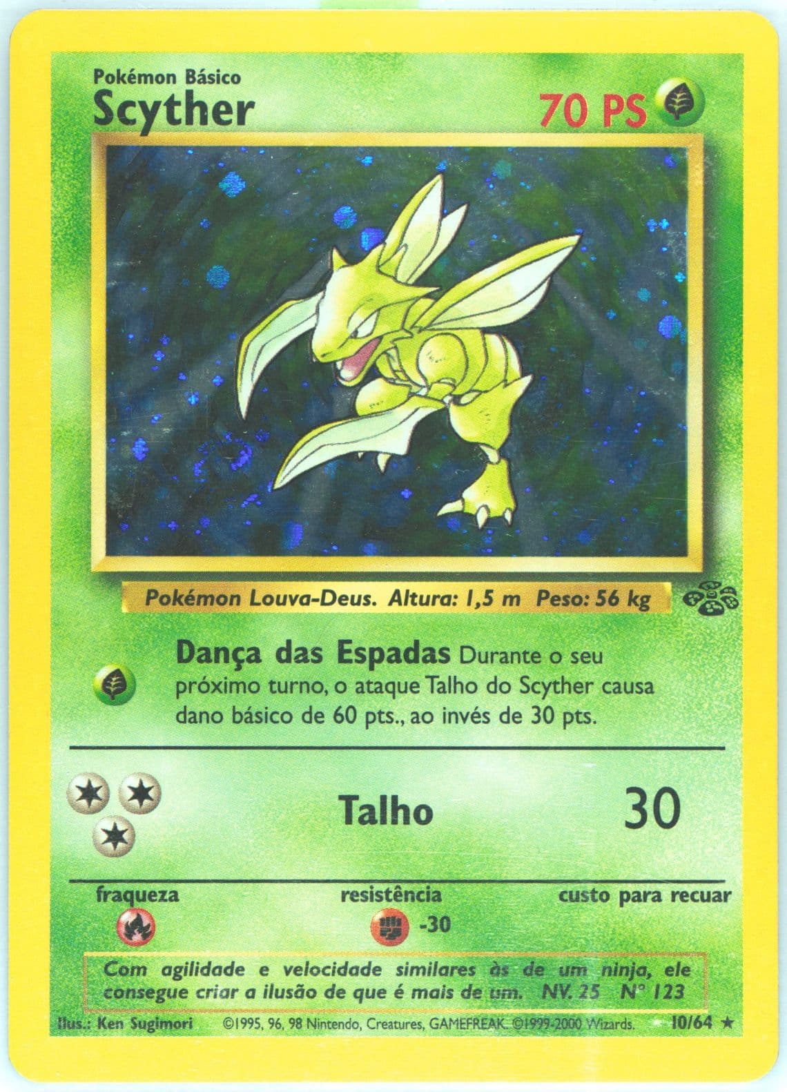 Scyther-Holo (10) 2000 Pokemon Portuguese Jungle