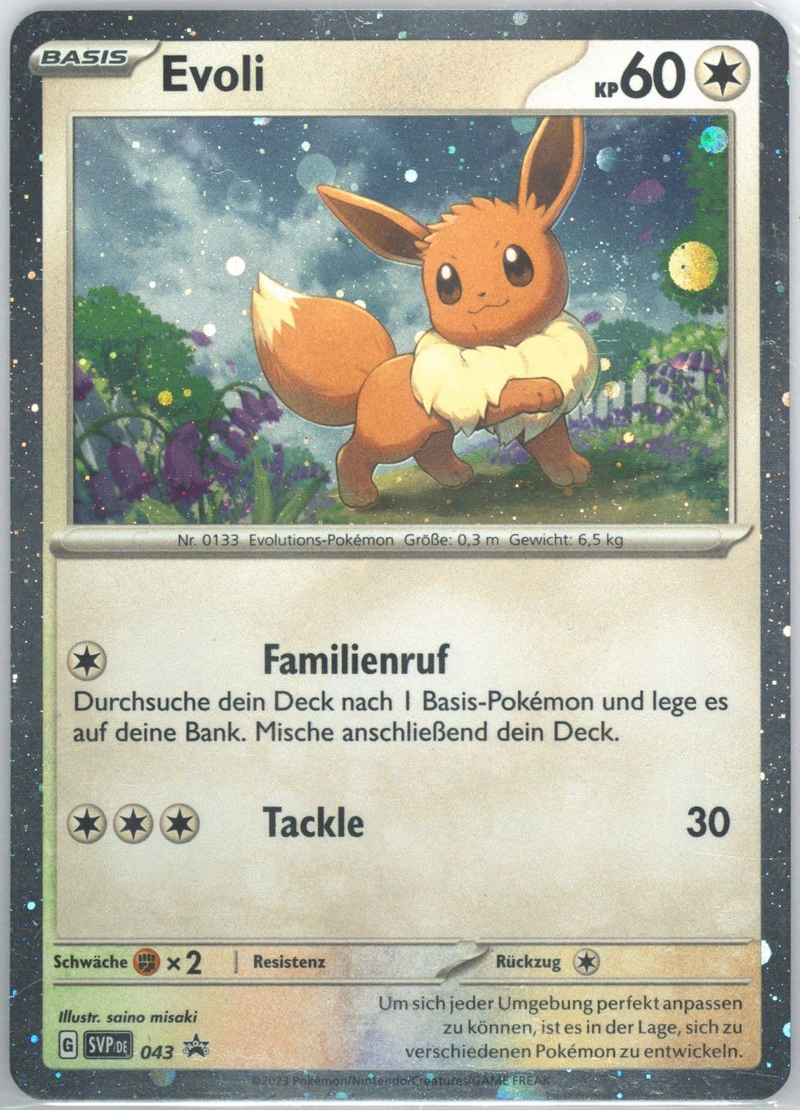 Eevee Obsidian Flames Three Pack Blister (043) 2023 Pokemon German Svp de-SV Black Star Promo