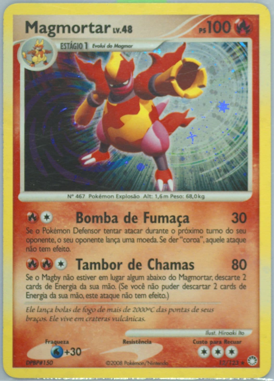 Magmortar-Holo (12) 2008 Pokemon Portuguese Diamond & Pearl Mysterious Treasures