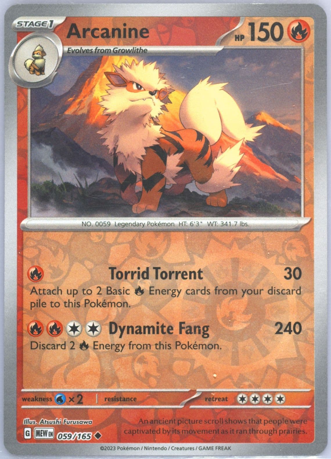 Arcanine Reverse Holo (059) 2023 Pokemon Mew EN-151