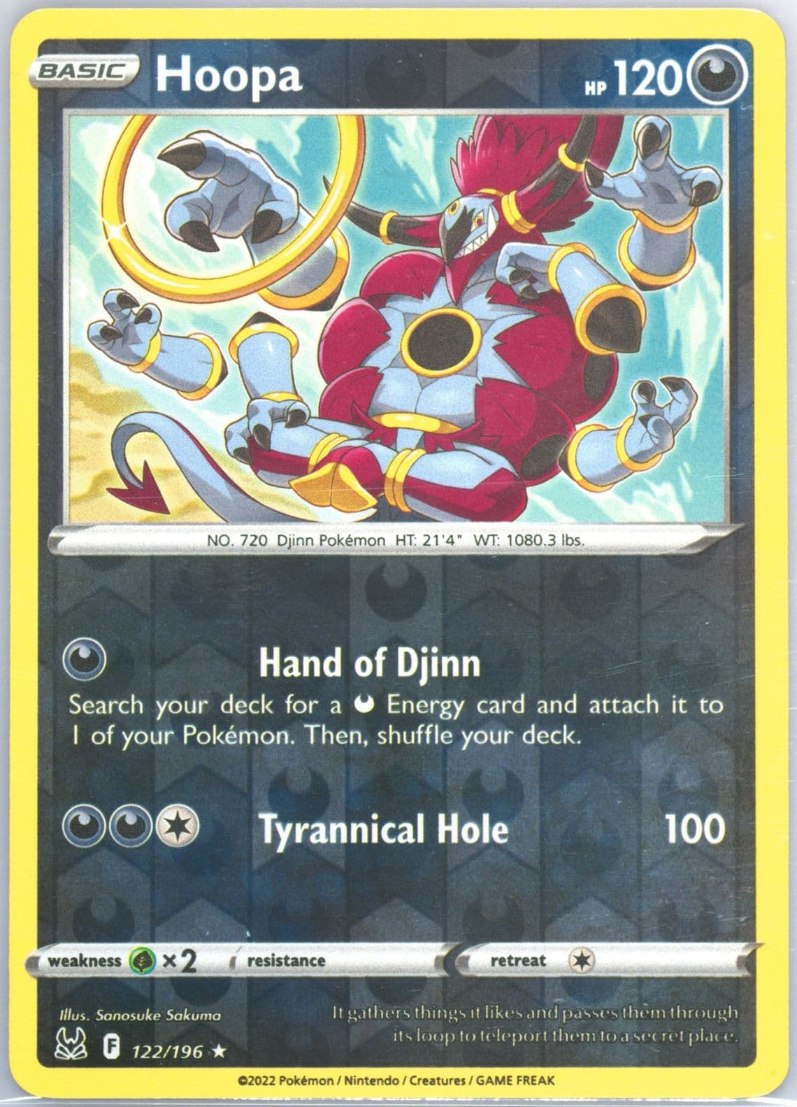 Hoopa-Reverse Foil (122) 2022 Pokemon Sword & Shield Lost Origin