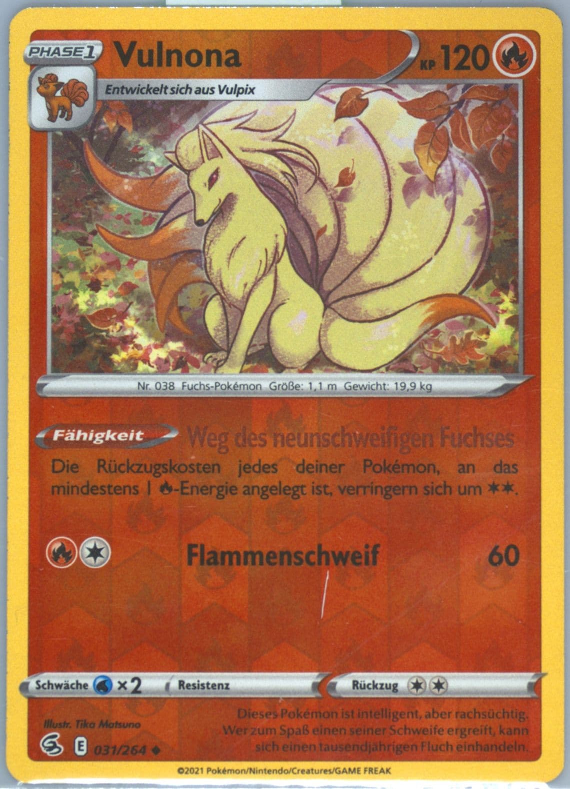 Vulnona-Reverse Foil German (031) 2021 Pokemon Sword & Shield Fusion Strike