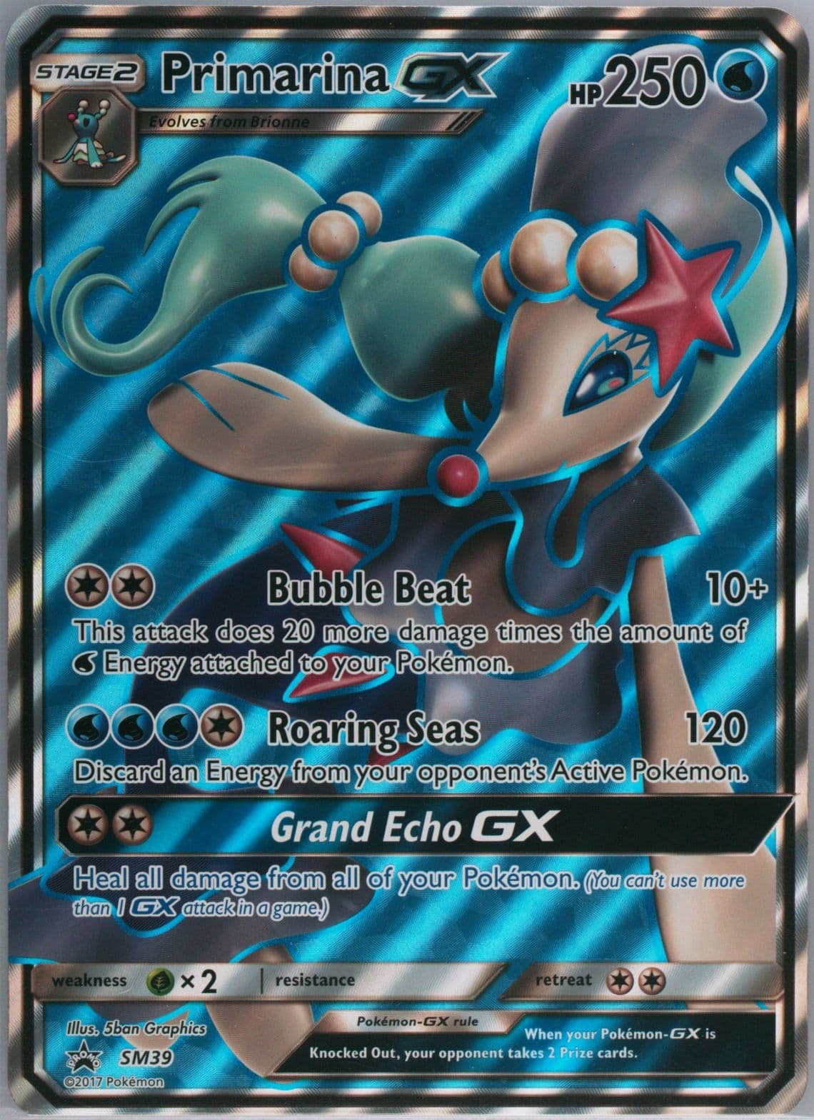 Full Art/Primarina GX Primarina GX Premium Collection-Jumbo (SM39) 2017 Pokemon SM Black Star Promo