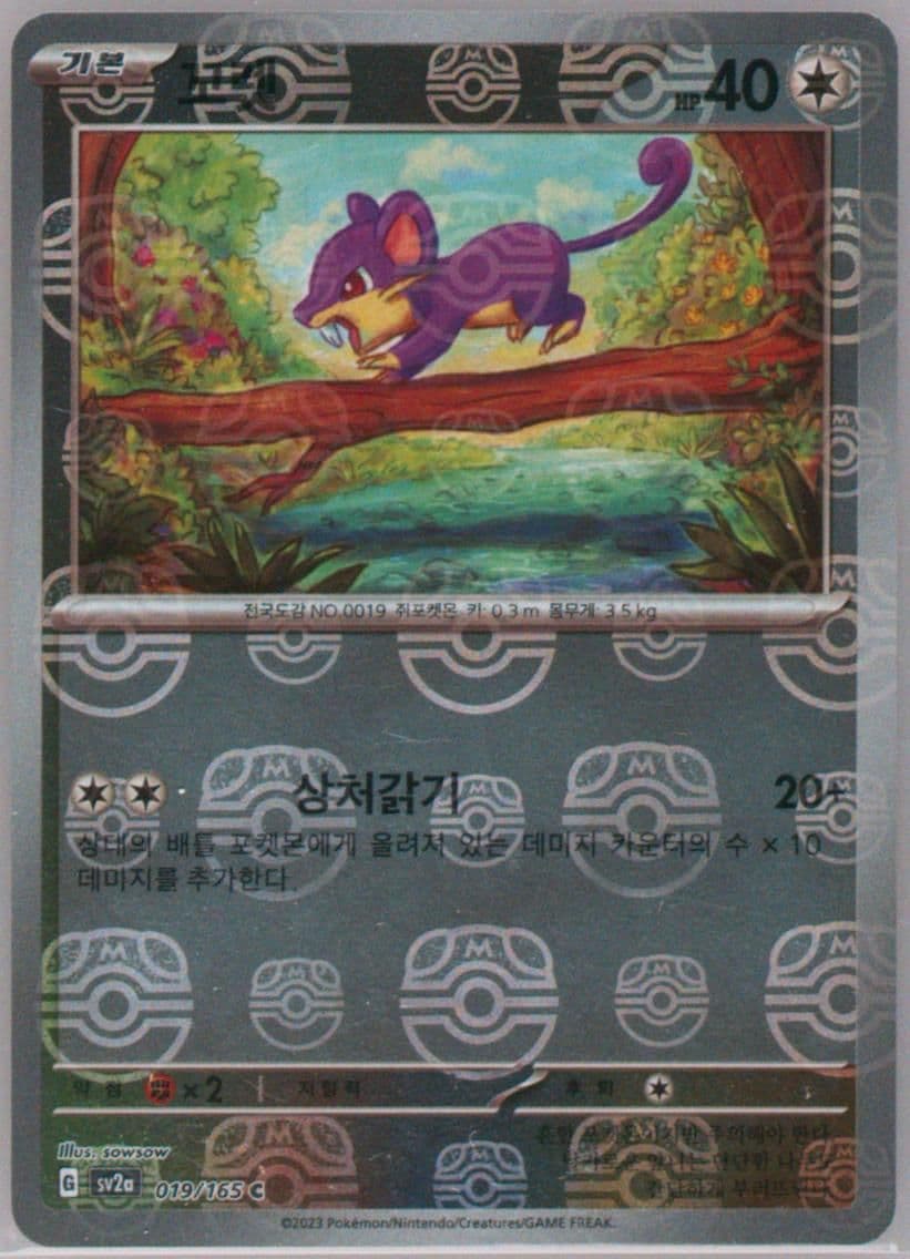 Rattata Master Ball Reverse Holo (019) 2023 Pokemon Korean Sv2a-Pokemon 151