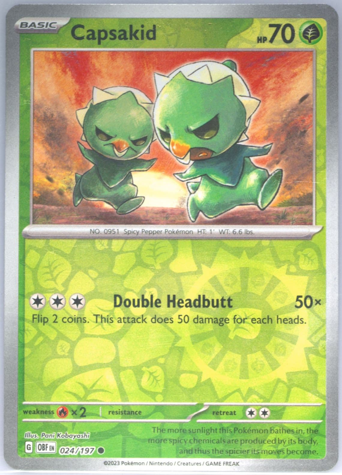 Capsakid Reverse Holo (024) 2023 Pokemon Obf EN-Obsidian Flames