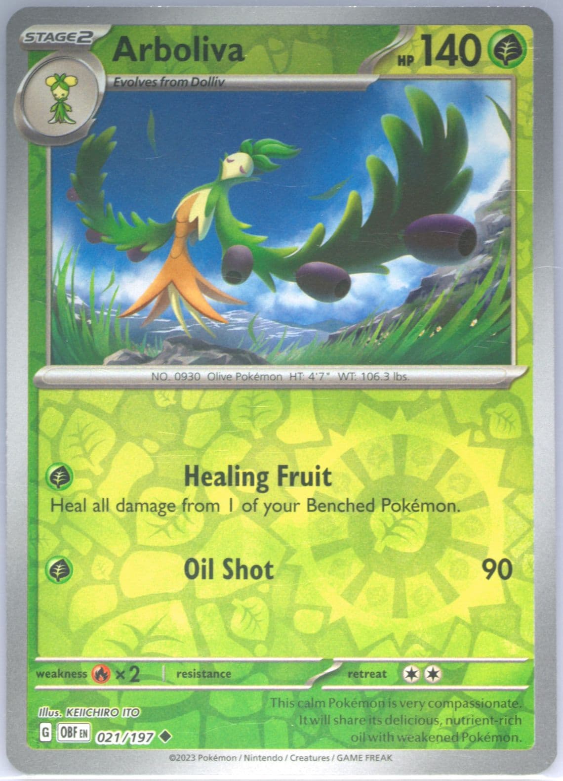 Arboliva Reverse Holo (021) 2023 Pokemon Obf EN-Obsidian Flames