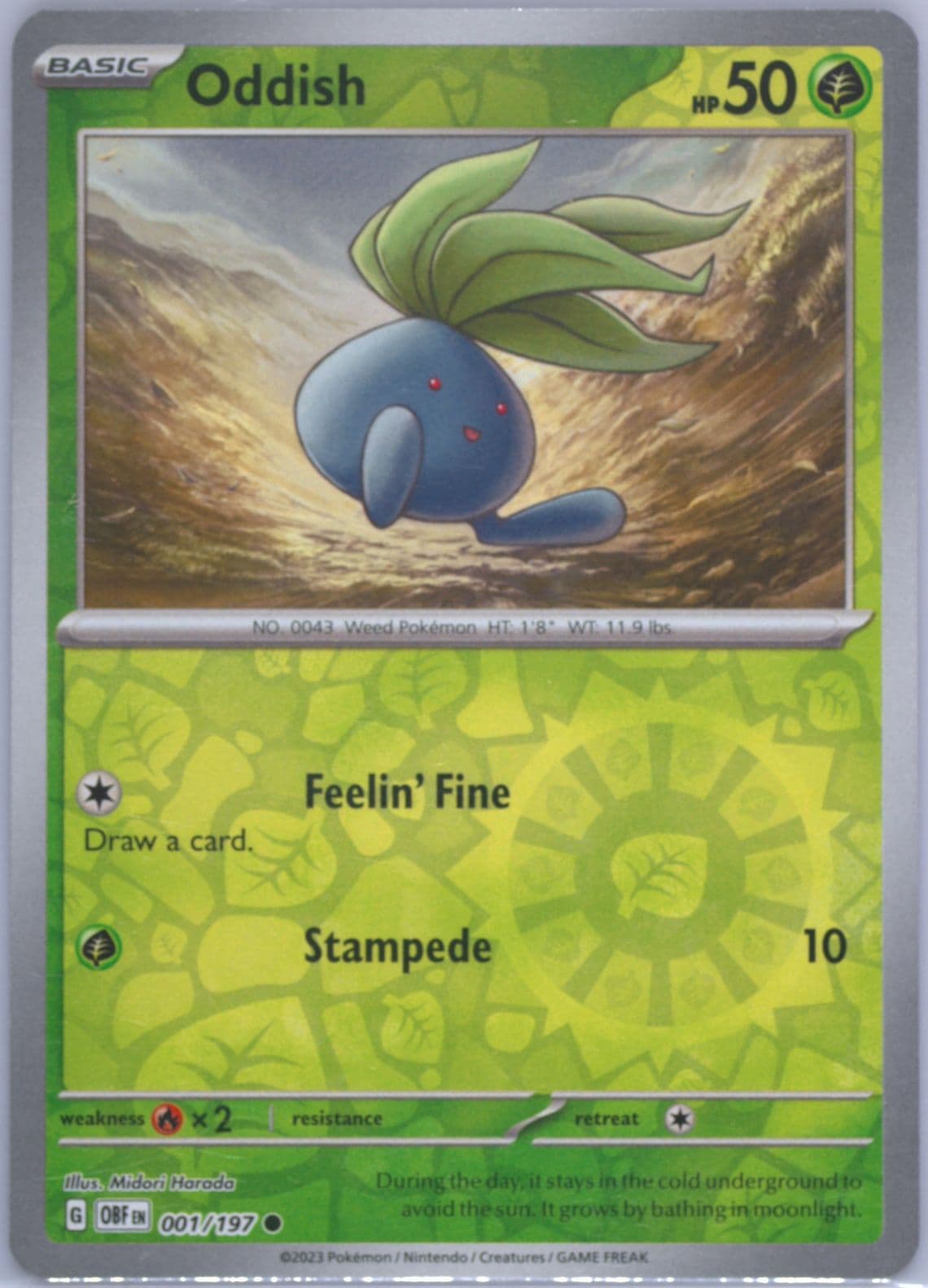 Oddish Reverse Holo (001) 2023 Pokemon Obf EN-Obsidian Flames