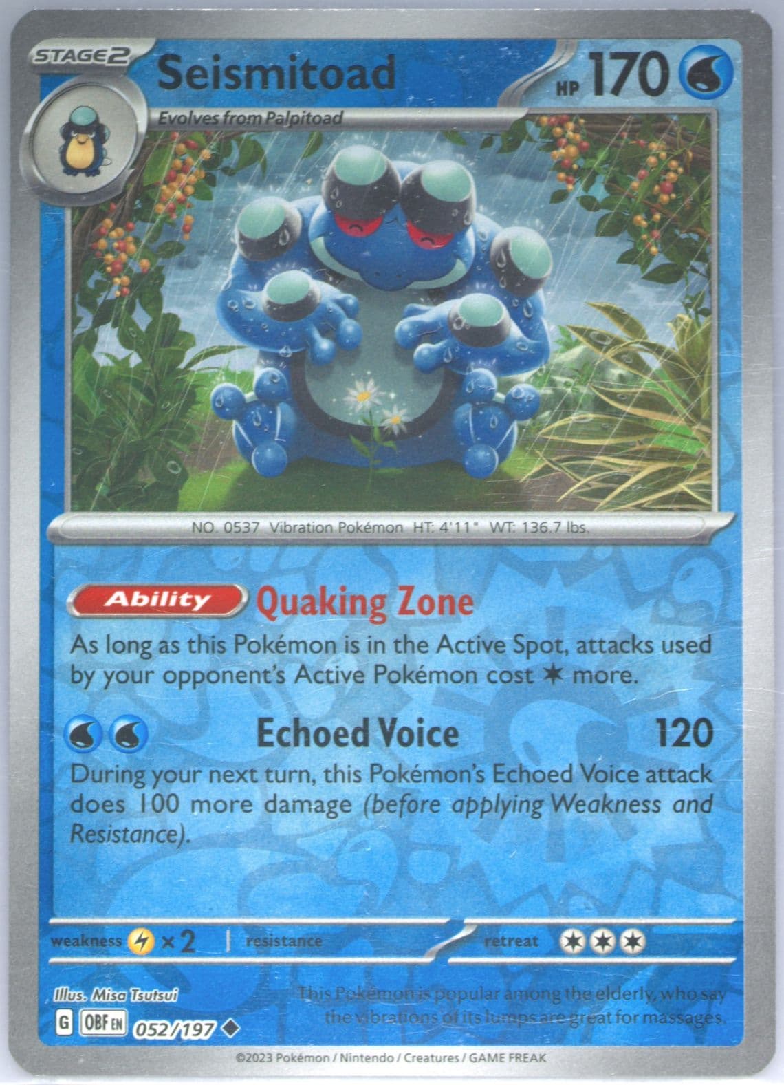 Seismitoad Reverse Holo (052) 2023 Pokemon Obf EN-Obsidian Flames
