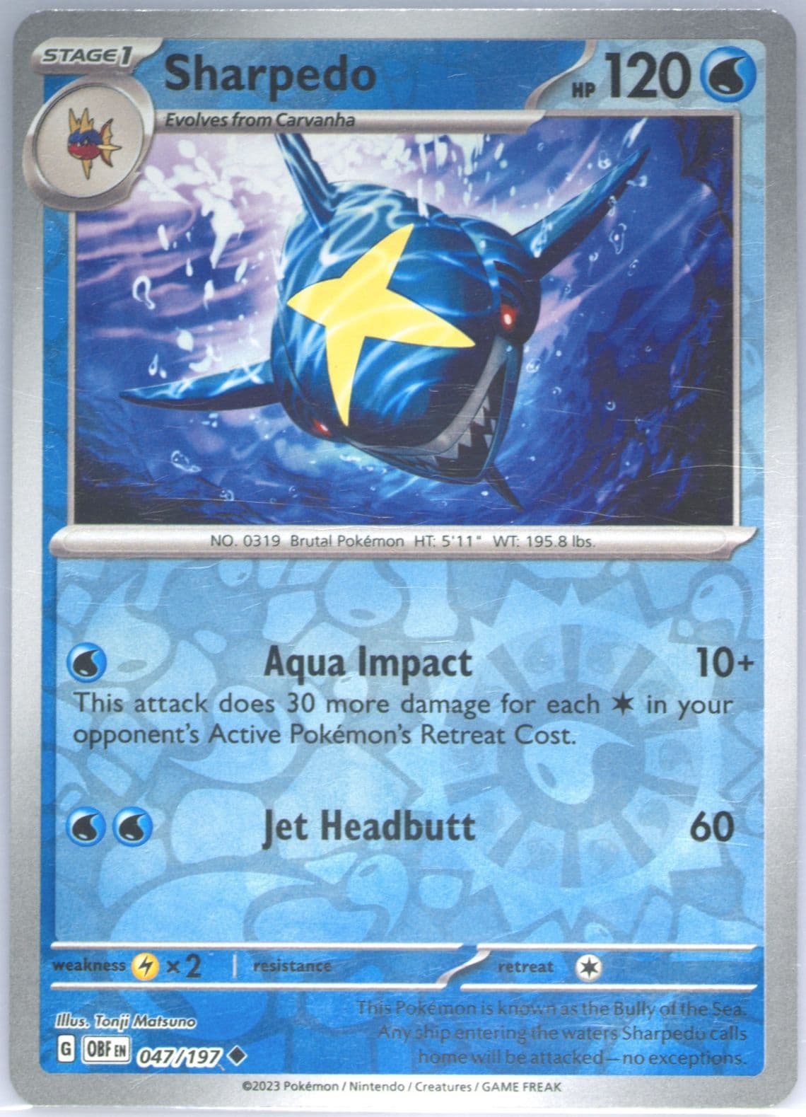 Sharpedo Reverse Holo (047) 2023 Pokemon Obf EN-Obsidian Flames