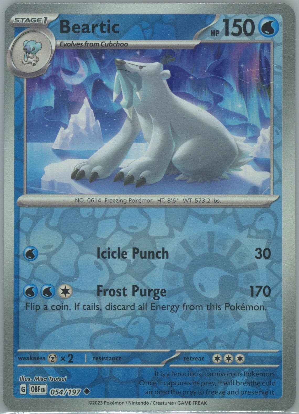 Beartic Reverse Holo (054) 2023 Pokemon Obf EN-Obsidian Flames