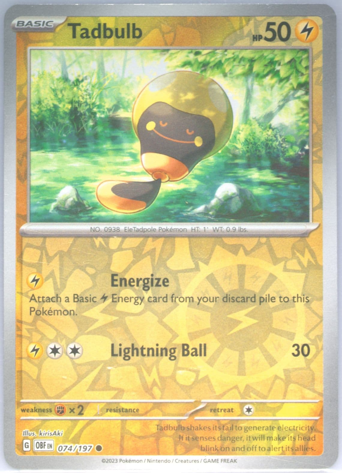 Tadbulb Reverse Holo (074) 2023 Pokemon Obf EN-Obsidian Flames