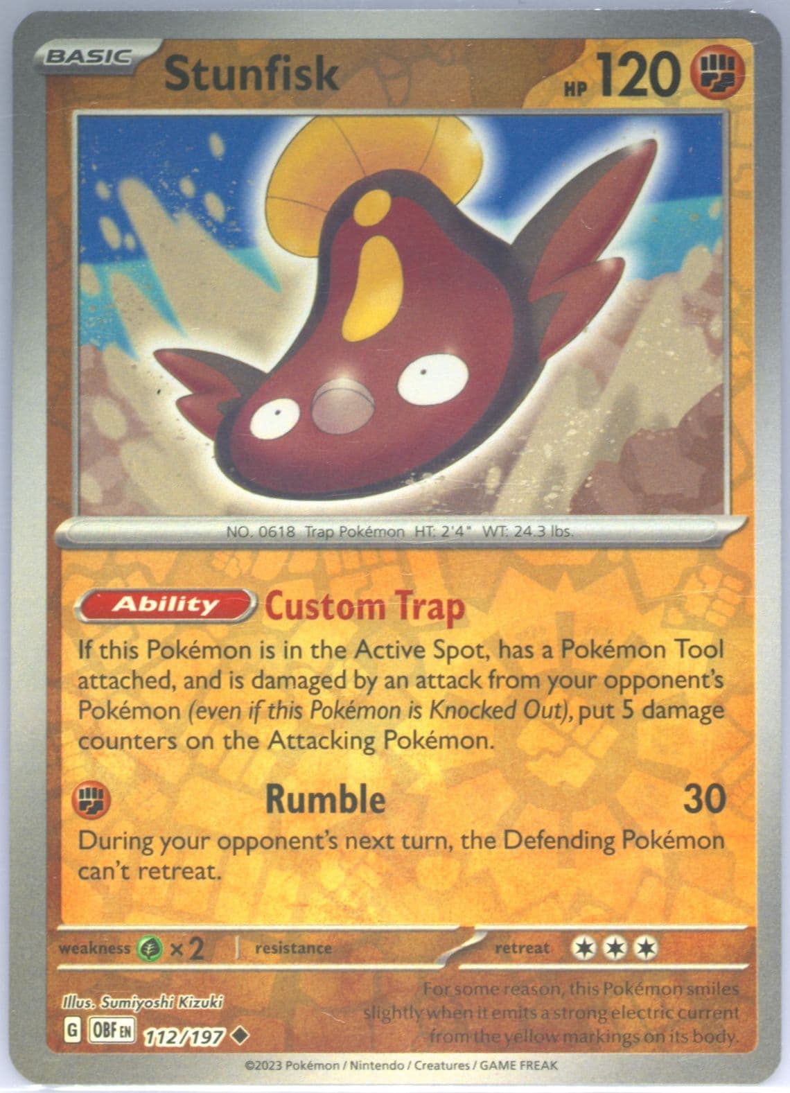 Stunfisk Reverse Holo (112) 2023 Pokemon Obf EN-Obsidian Flames