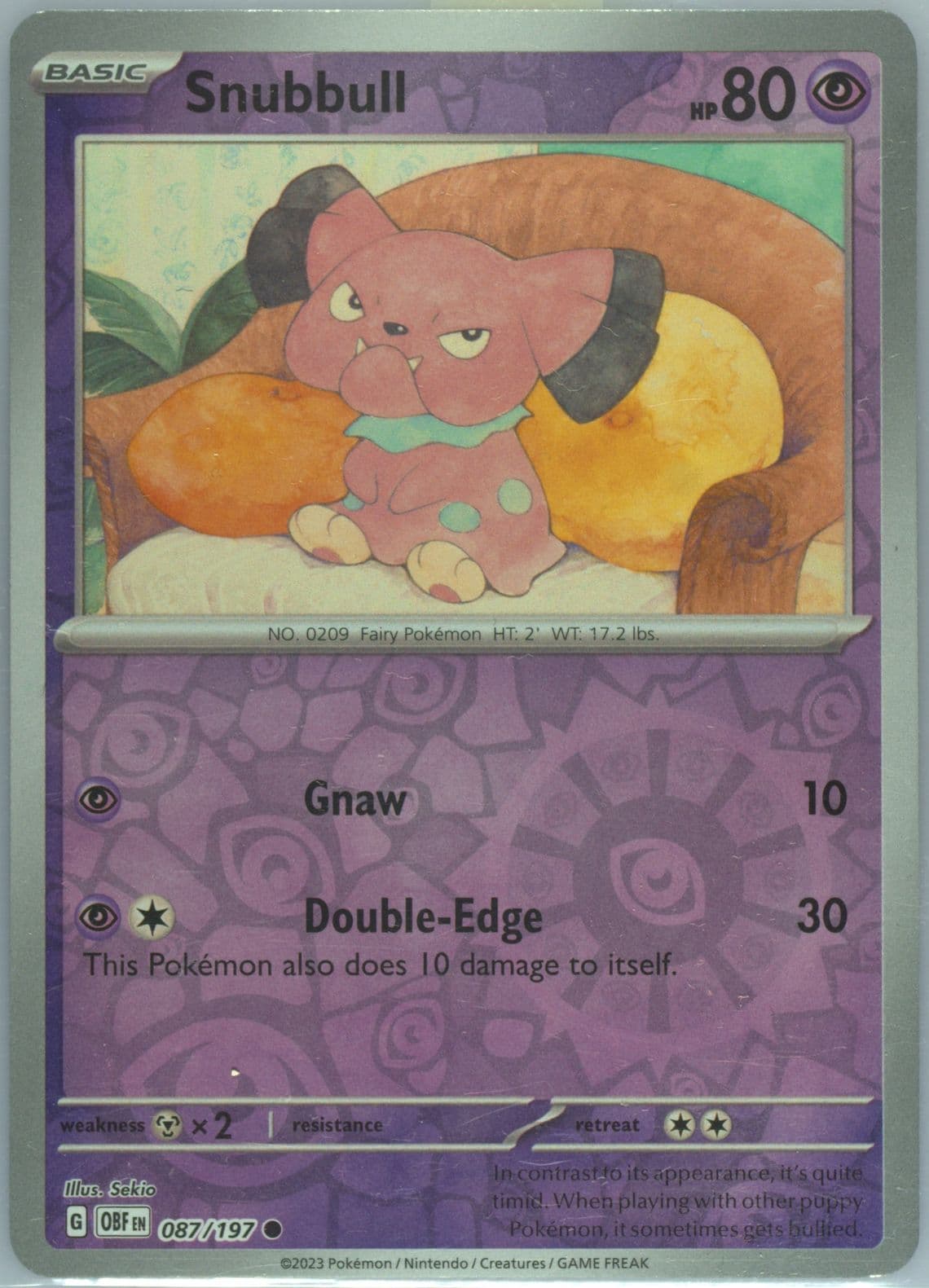 Snubbull Reverse Holo (087) 2023 Pokemon Obf EN-Obsidian Flames