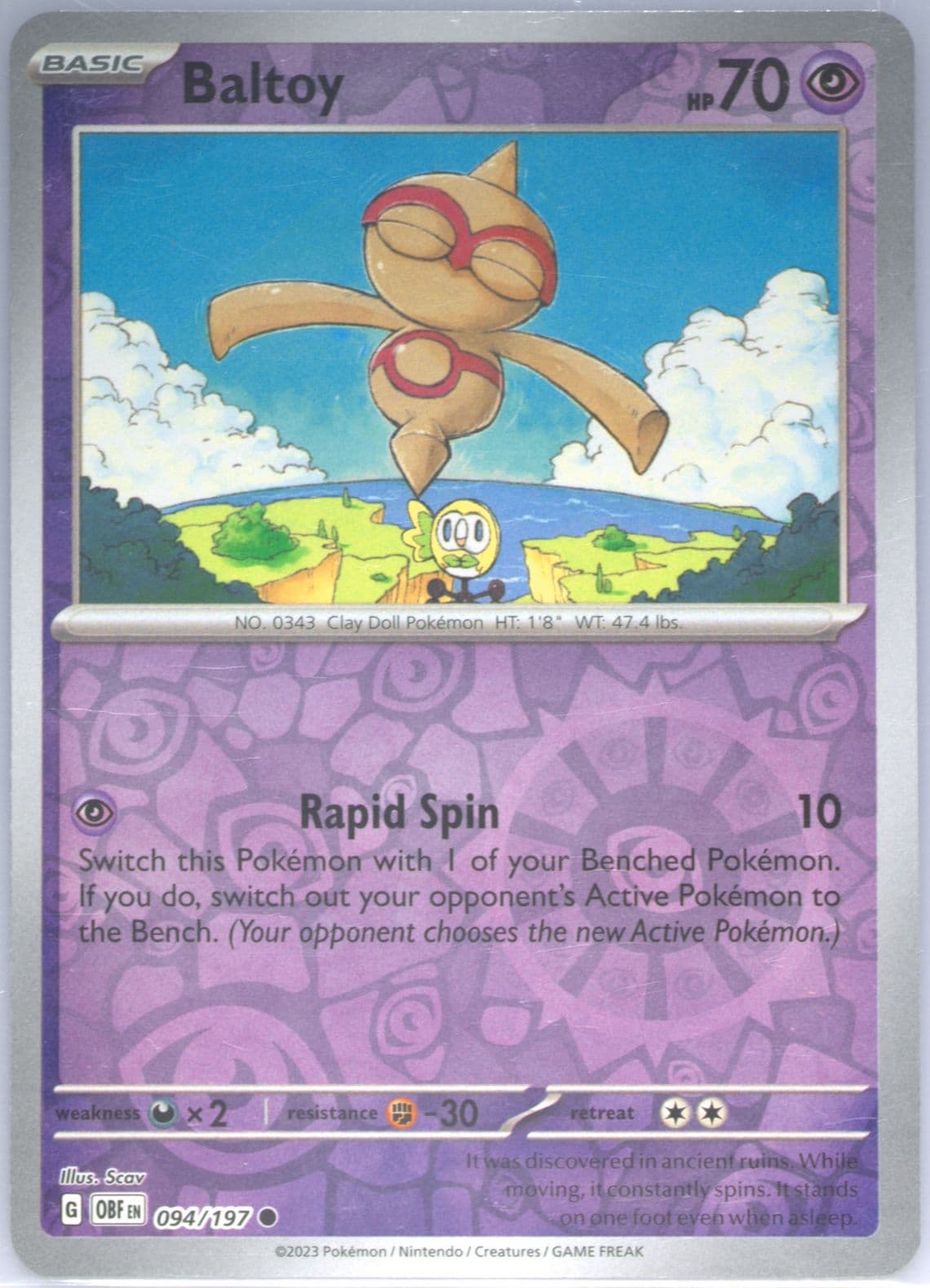 Baltoy Reverse Holo (094) 2023 Pokemon Obf EN-Obsidian Flames