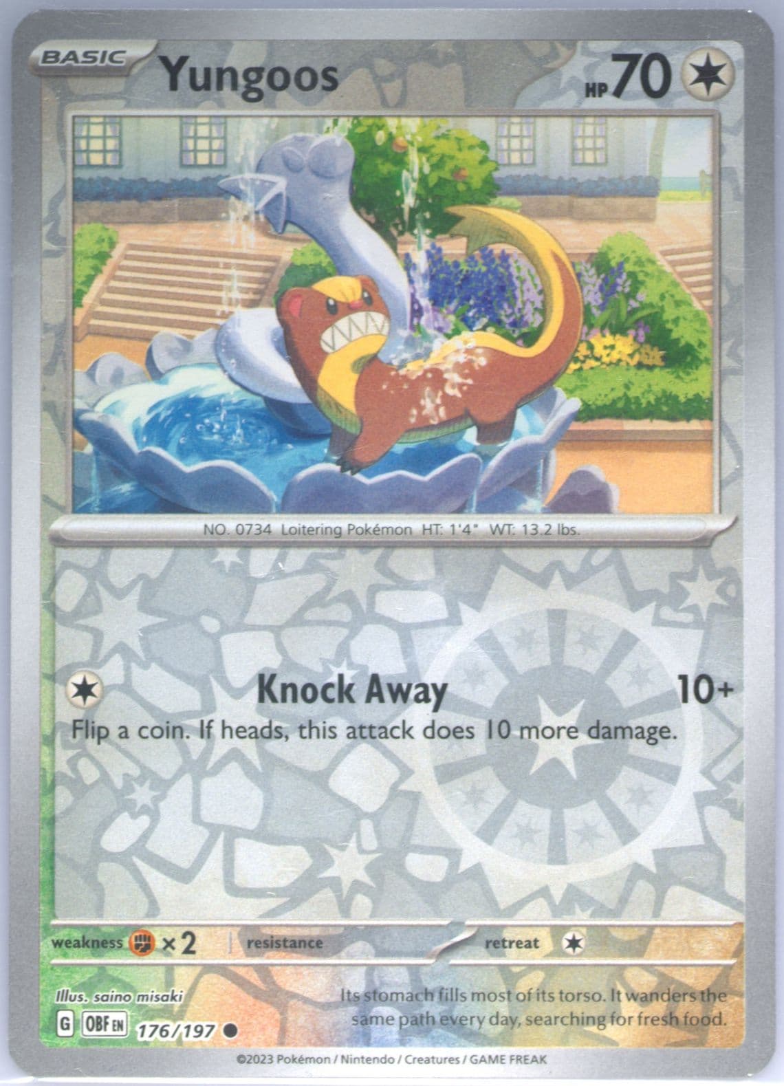 Yungoos Reverse Holo (176) 2023 Pokemon Obf EN-Obsidian Flames