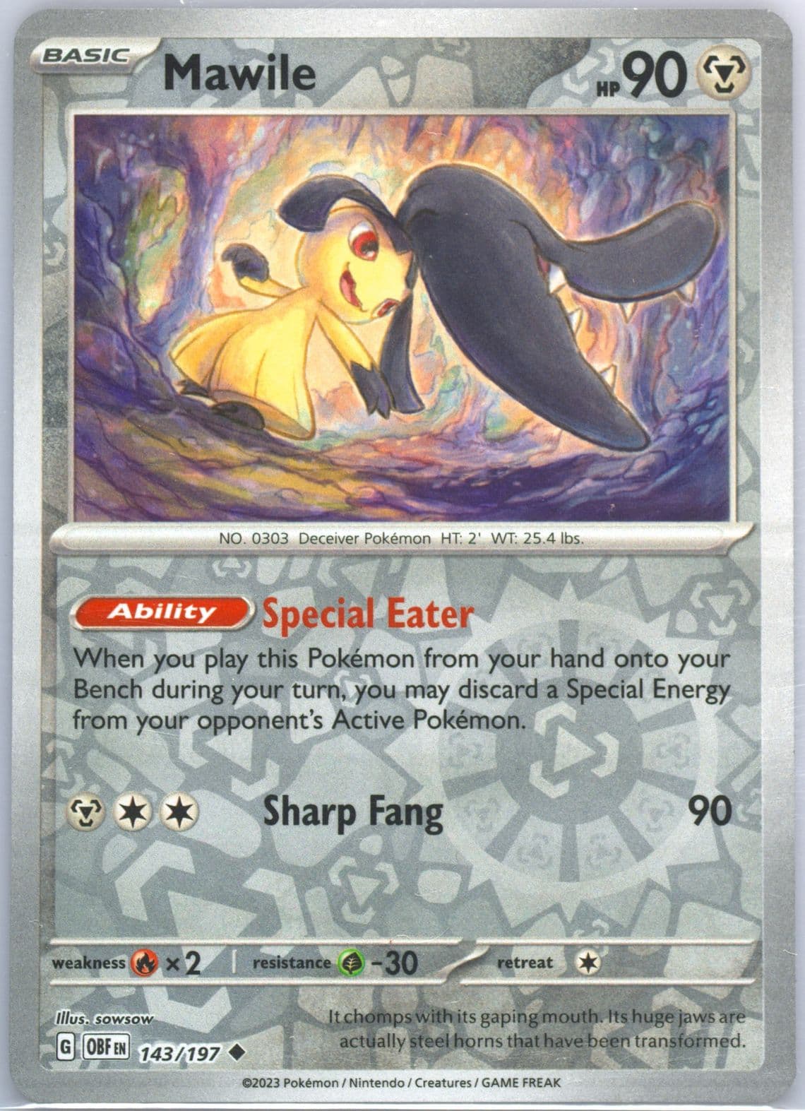 Mawile Reverse Holo (143) 2023 Pokemon Obf EN-Obsidian Flames