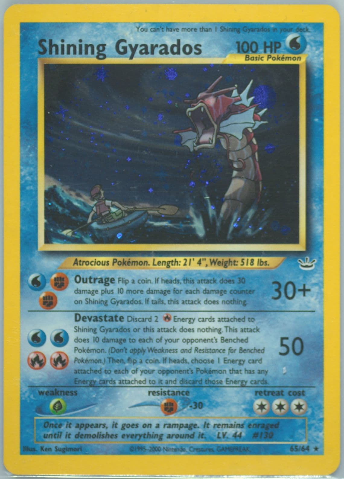 Shining Gyarados-Holo Double Holo Error (65) 2001 Pokemon Neo Revelation