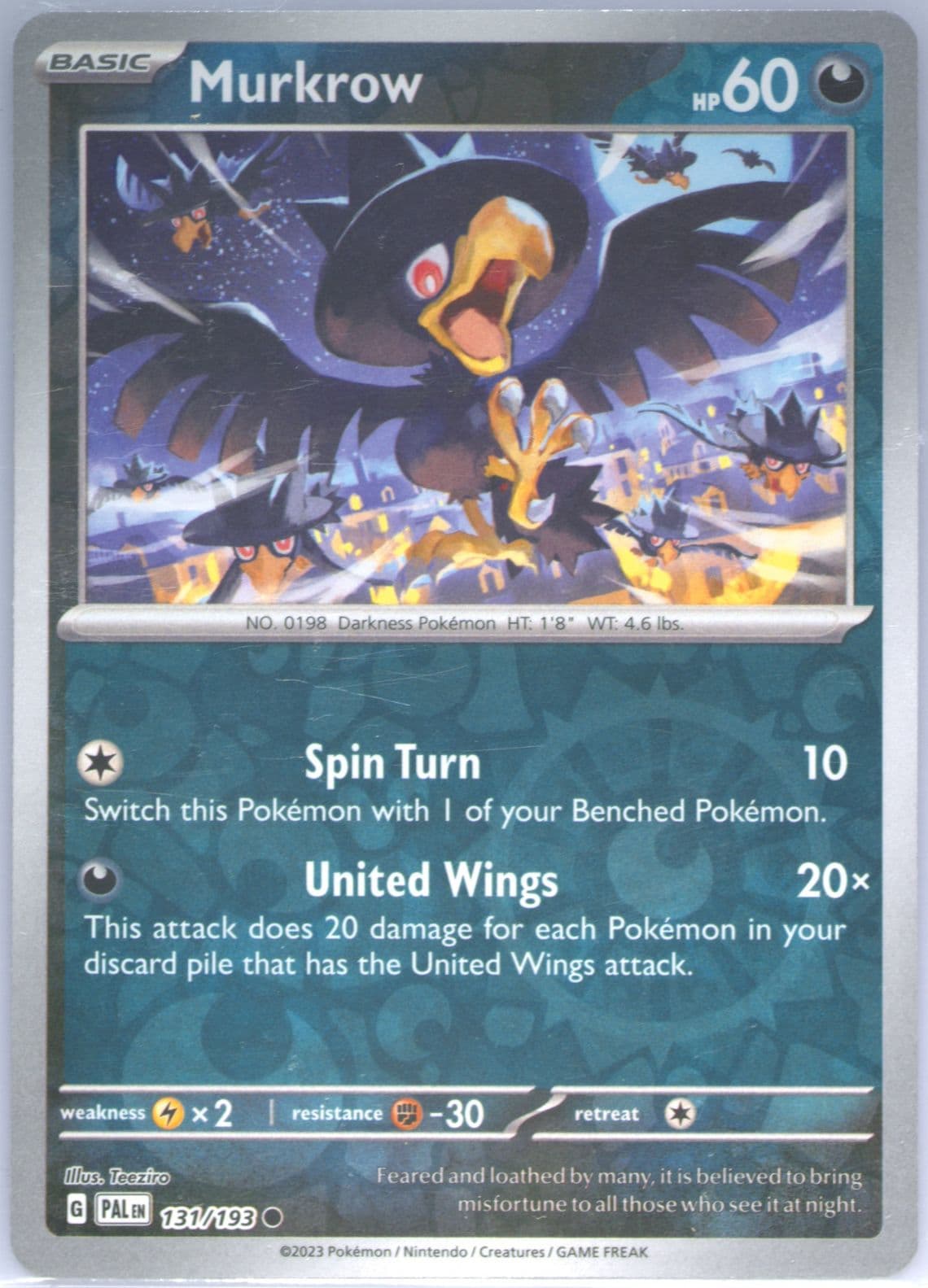 Murkrow Reverse Holo (131) 2023 Pokemon Pal EN-Paldea Evolved