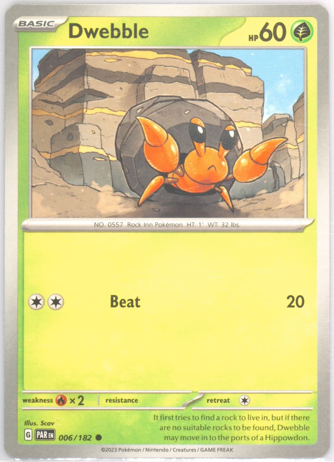 Dwebble (006) 2023 Pokemon Par EN-Paradox Rift