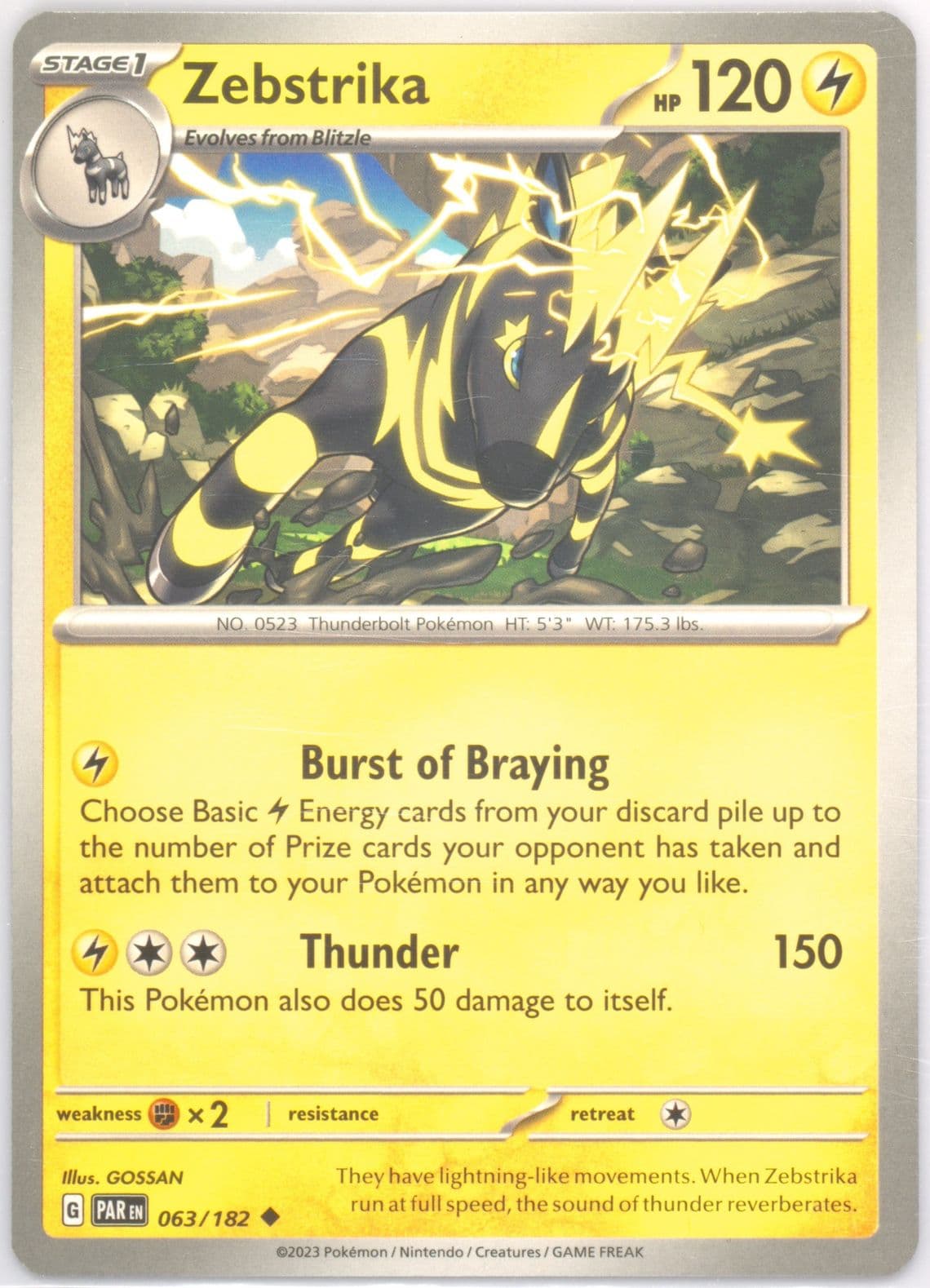 Zebstrika (063) 2023 Pokemon Par EN-Paradox Rift