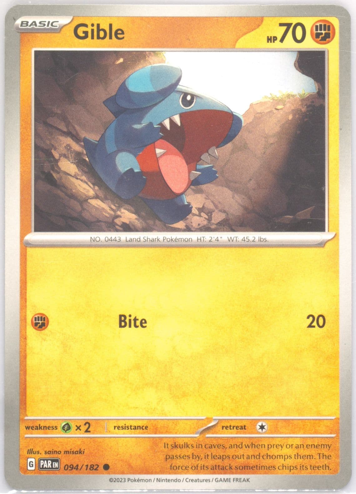 Gible (094) 2023 Pokemon Par EN-Paradox Rift
