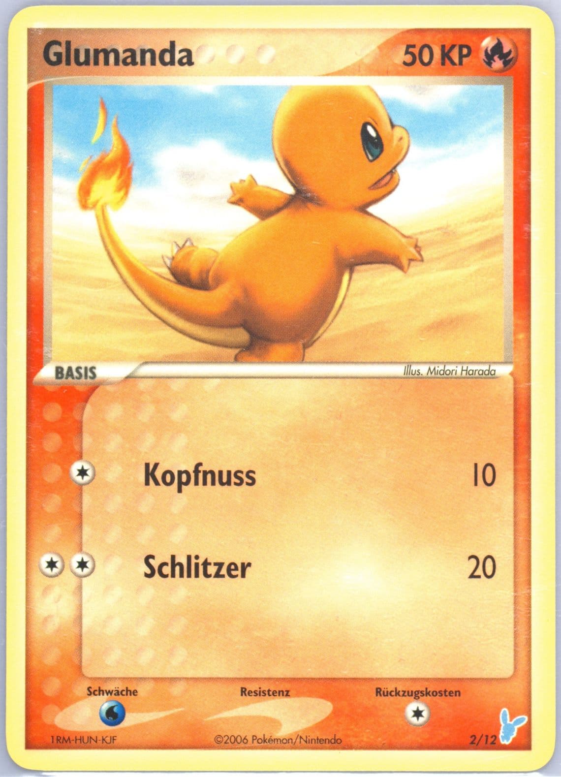Glumanda German (2) 2006 Pokemon EX Trainer Kit 2 Minun Half Deck