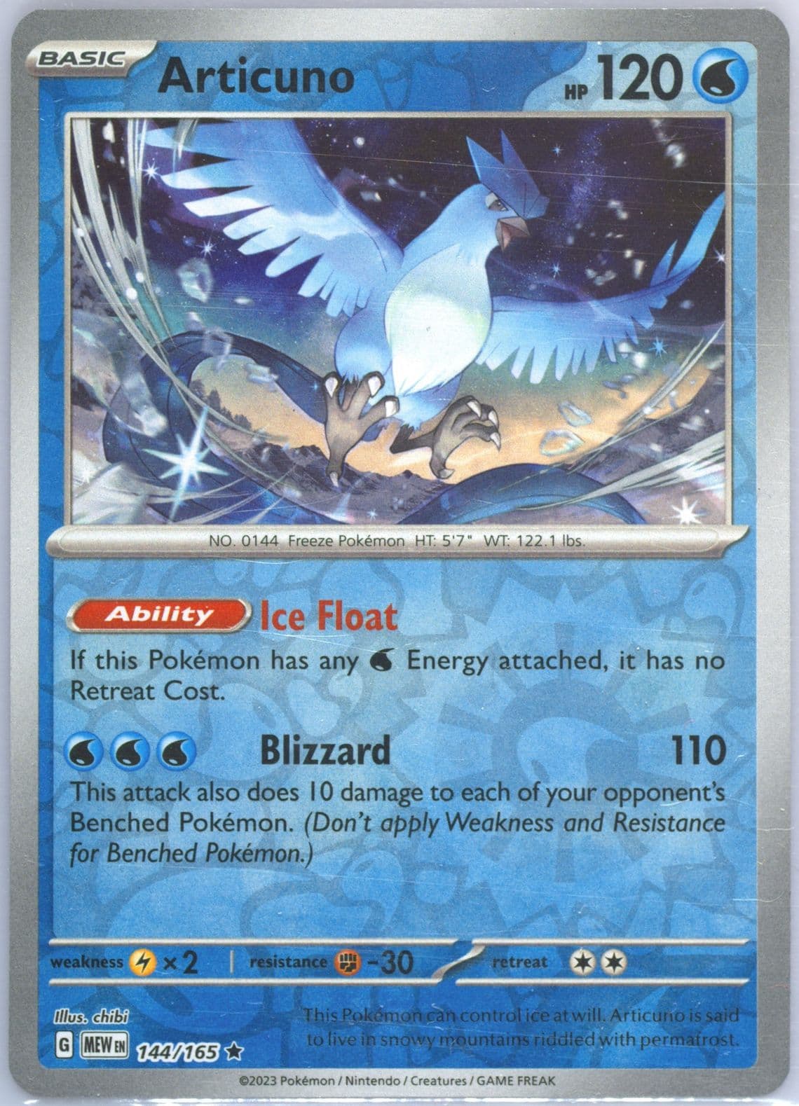 Articuno Reverse Holo (144) 2023 Pokemon Mew EN-151