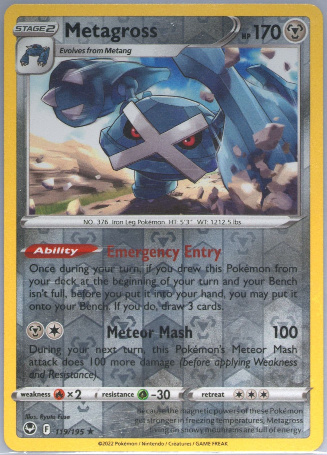 Metagross-Reverse Foil (119) 2022 Pokemon Sword & Shield Silver Tempest