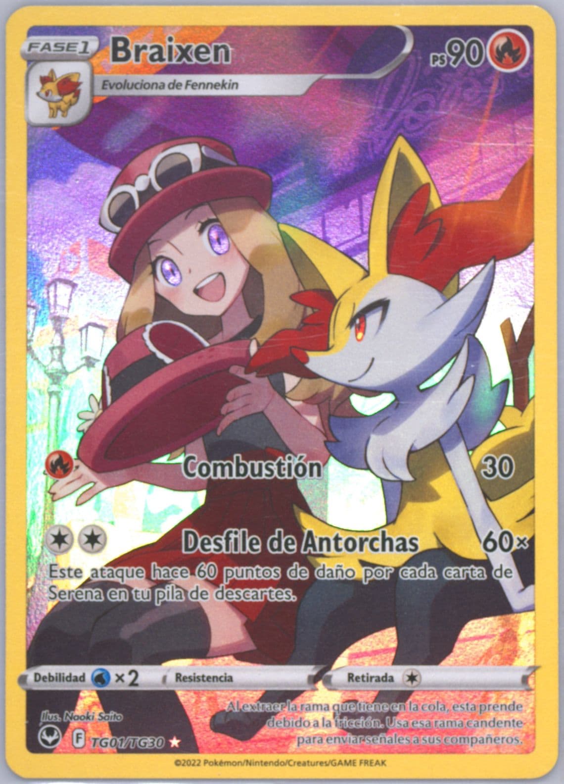 Full Art/Braixen Spanish (TG01) 2022 Pokemon Sword & Shield Silver Tempest