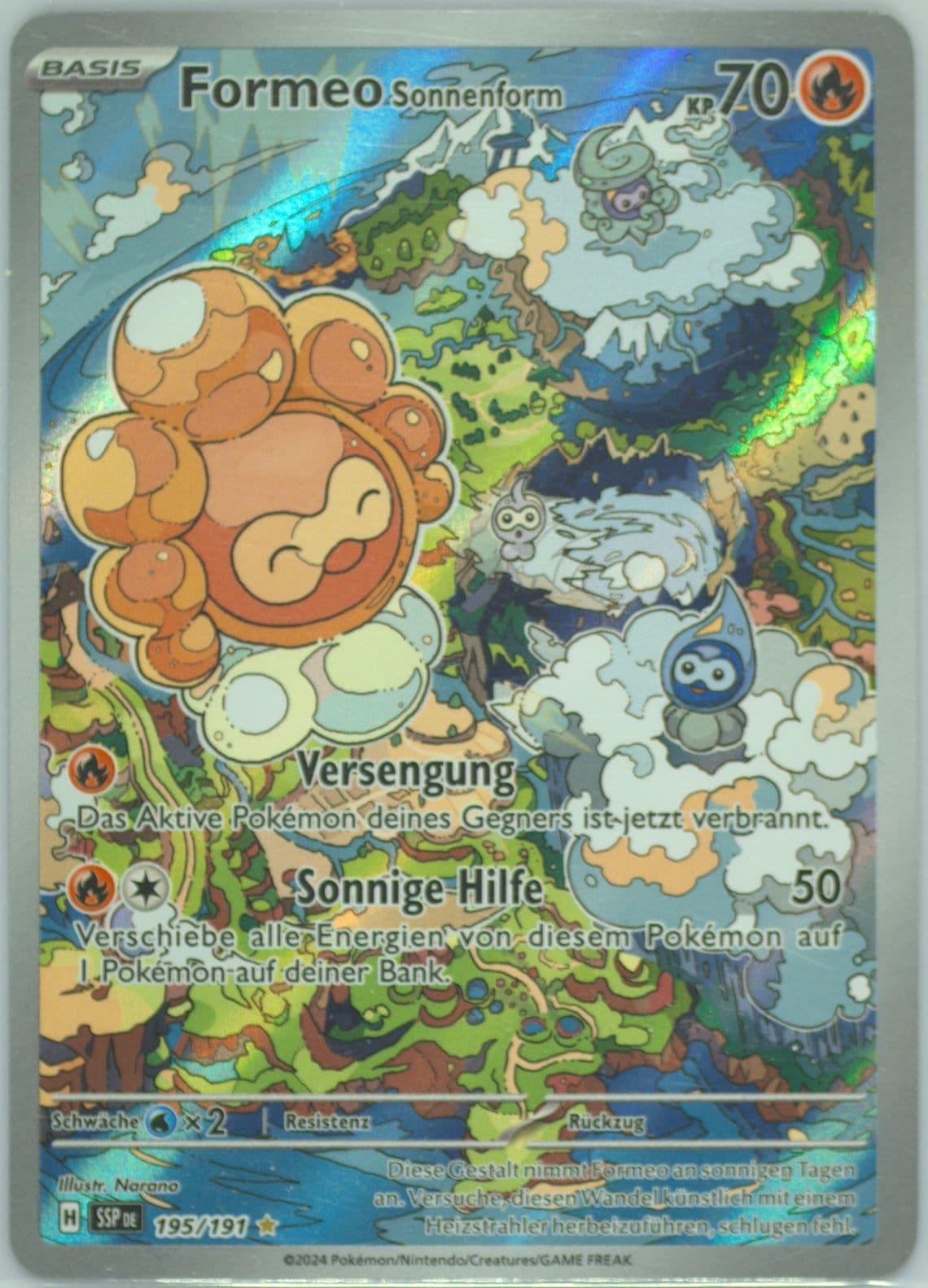 Castform Sunny Form Illustration Rare (195) 2024 Pokemon German Ssp de-Surging Sparks