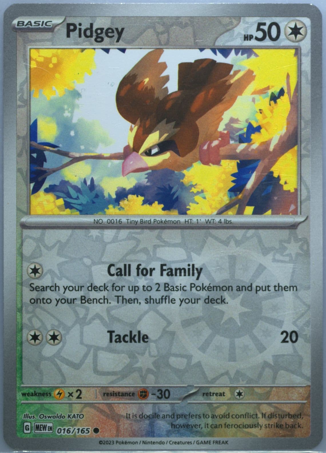 Pidgey Reverse Holo (016) 2023 Pokemon Mew EN-151