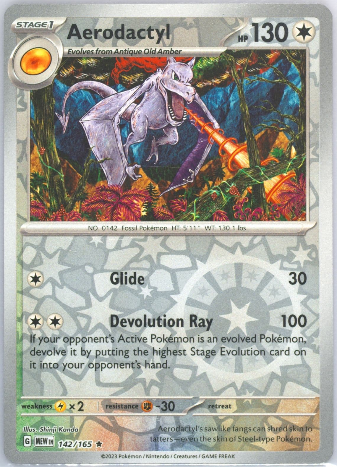 Aerodactyl Reverse Holo (142) 2023 Pokemon Mew EN-151