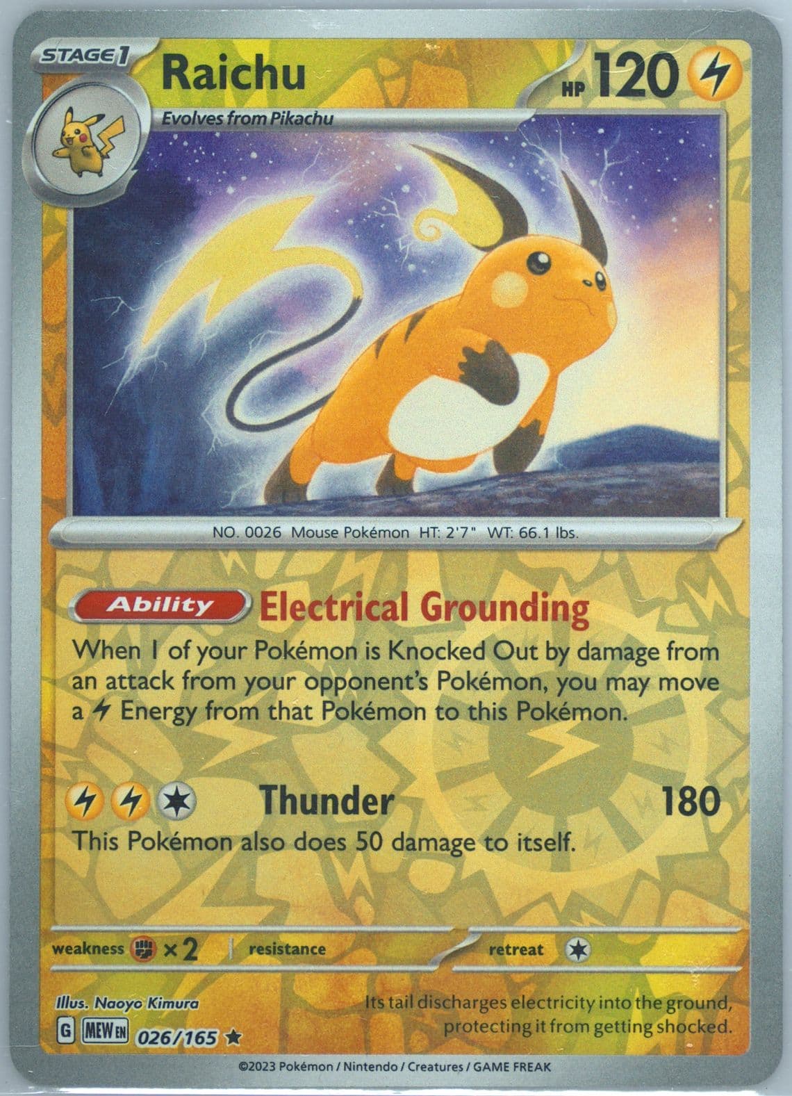 Raichu Reverse Holo (026) 2023 Pokemon Mew EN-151