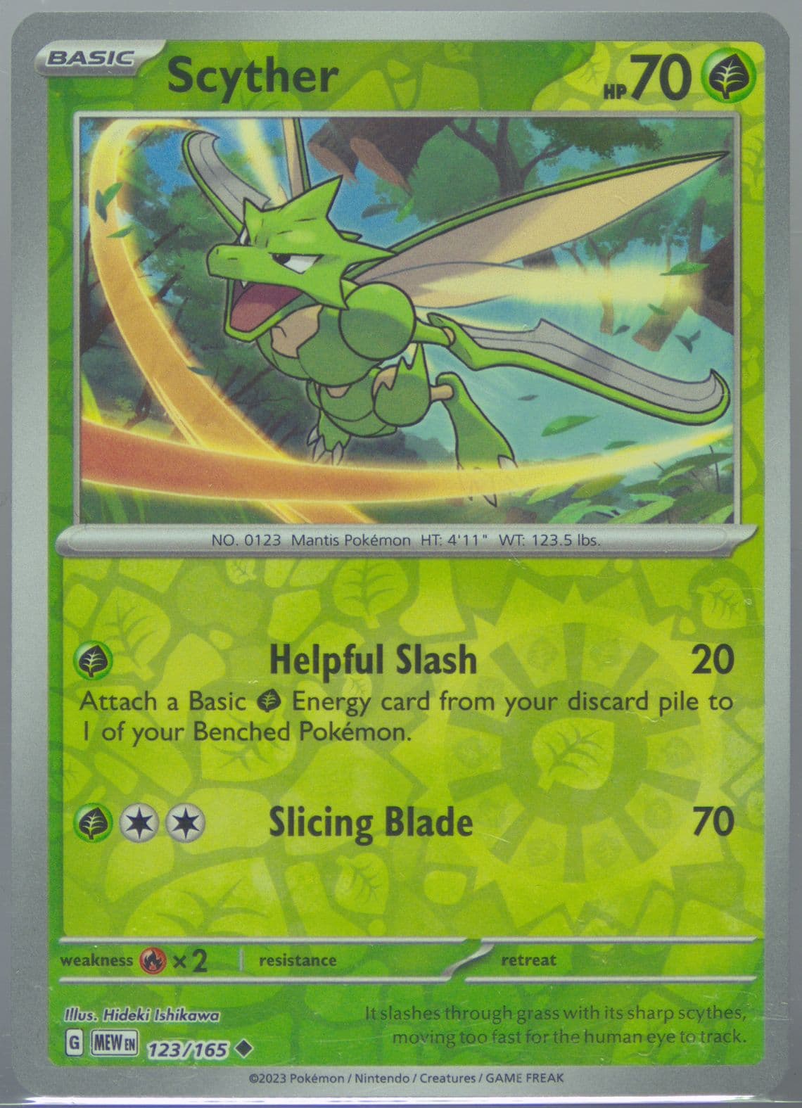 Scyther Reverse Holo (123) 2023 Pokemon Mew EN-151