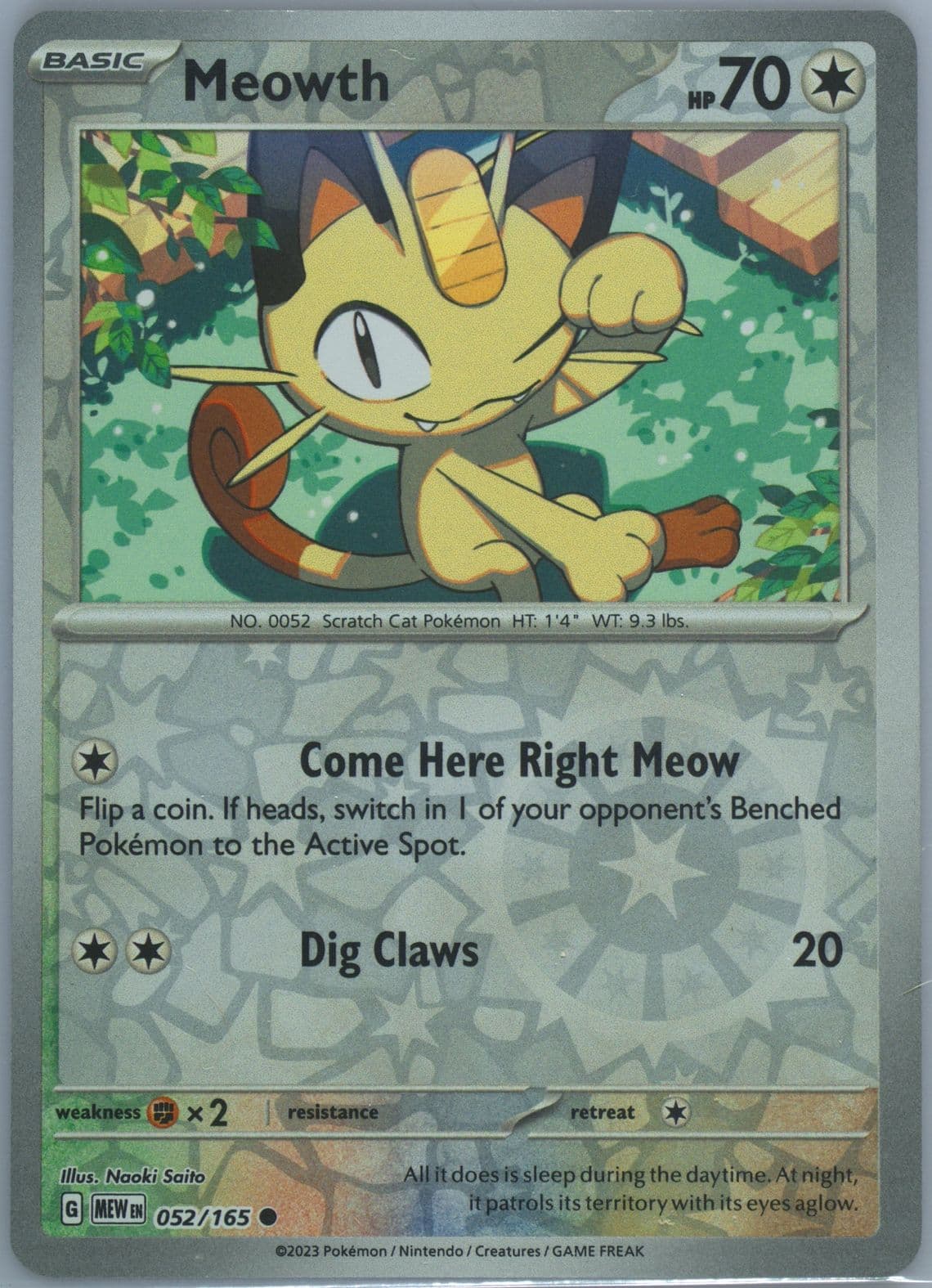 Meowth Reverse Holo (052) 2023 Pokemon Mew EN-151
