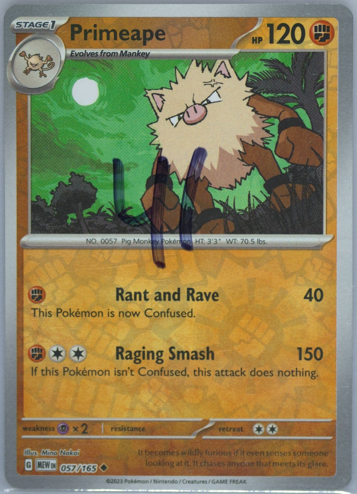Primeape Reverse Holo (057) 2023 Pokemon Mew EN-151