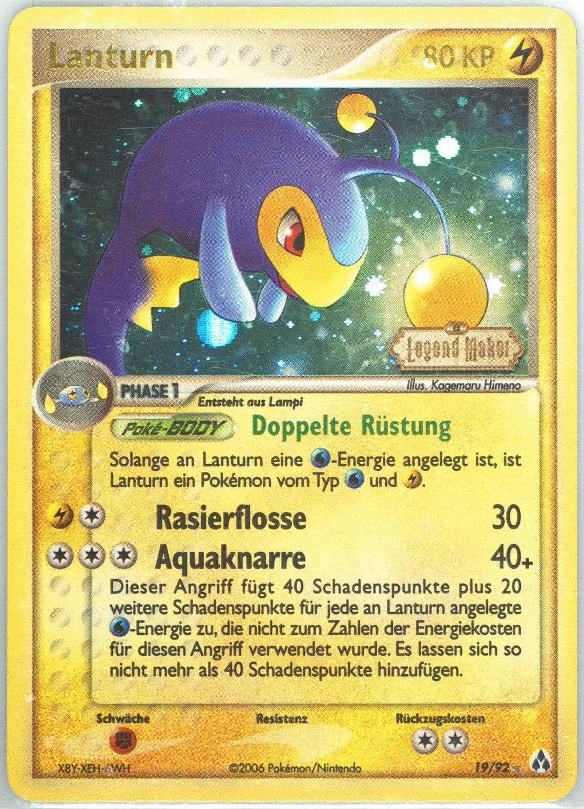 Lanturn-Reverse Foil German (19) 2006 Pokemon EX Legend Maker