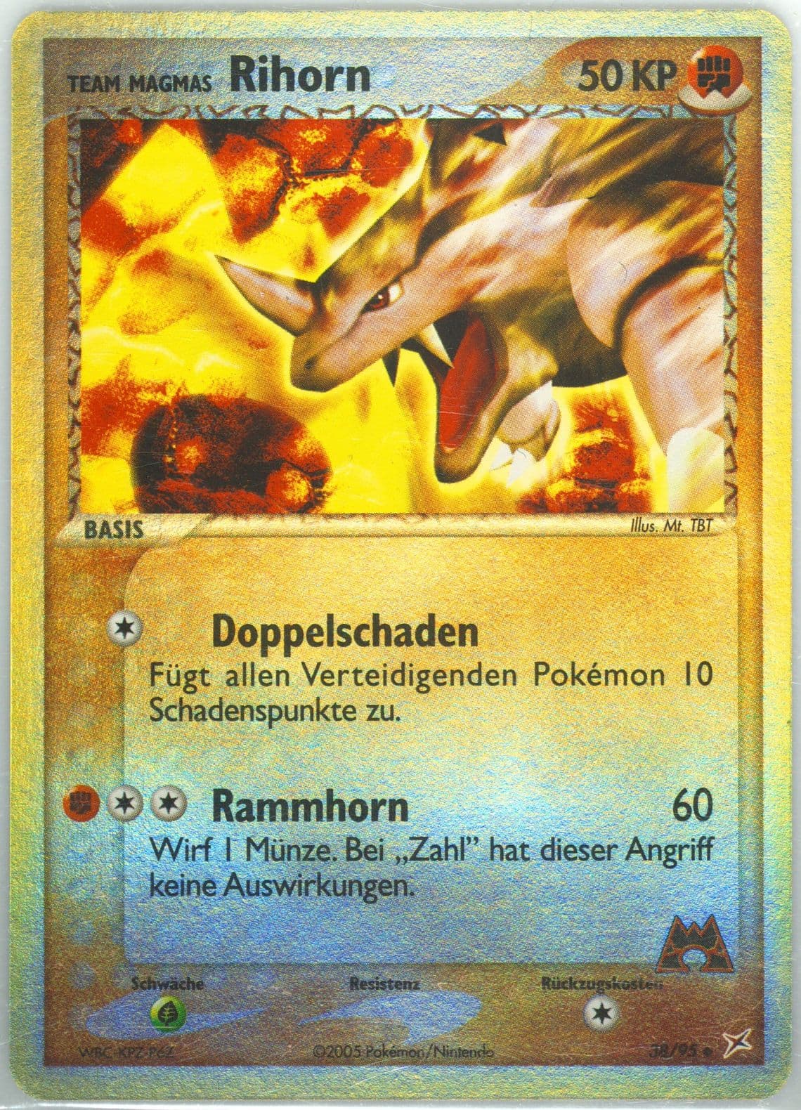 Team Magmas Rihorn-Reverse Foil (38) 2005 Pokemon German EX Team Magma VS Team Aqua