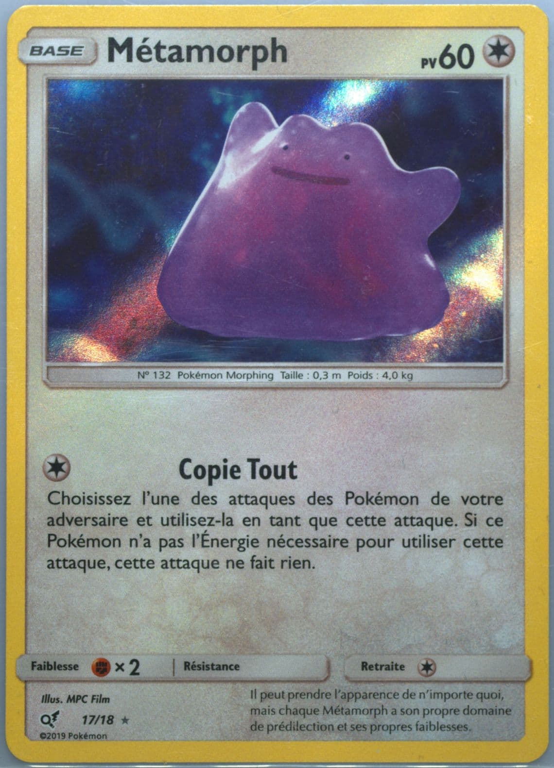 Ditto-Holo French (17) 2019 Pokemon Sun & Moon Detective Pikachu