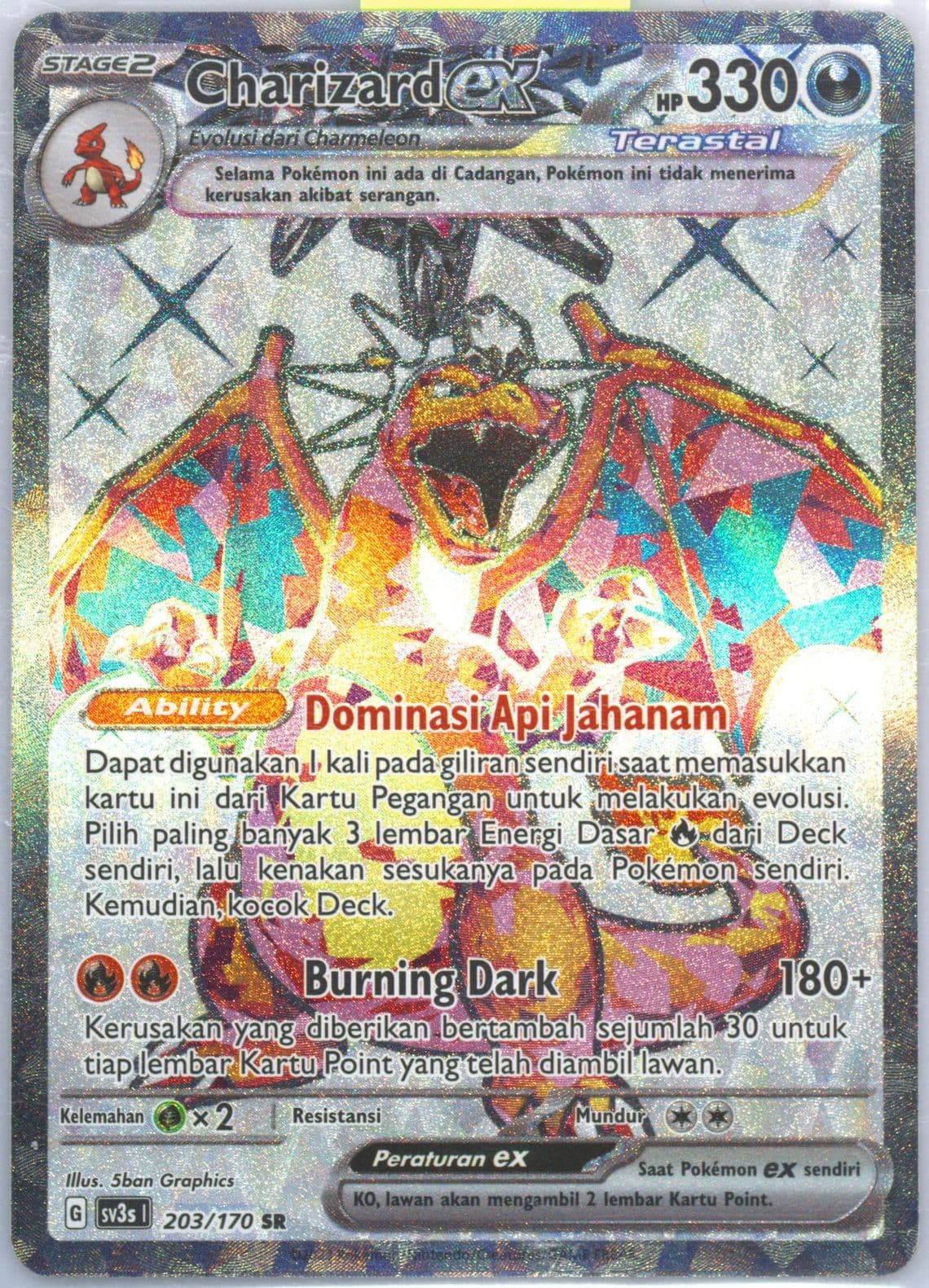 Charizard EX Super Rare (203) 2023 Pokemon Indonesian Sv3s I-Black Shine
