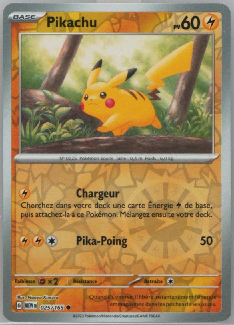 Pikachu Reverse Holo (025) 2023 Pokemon French Mew FR-151