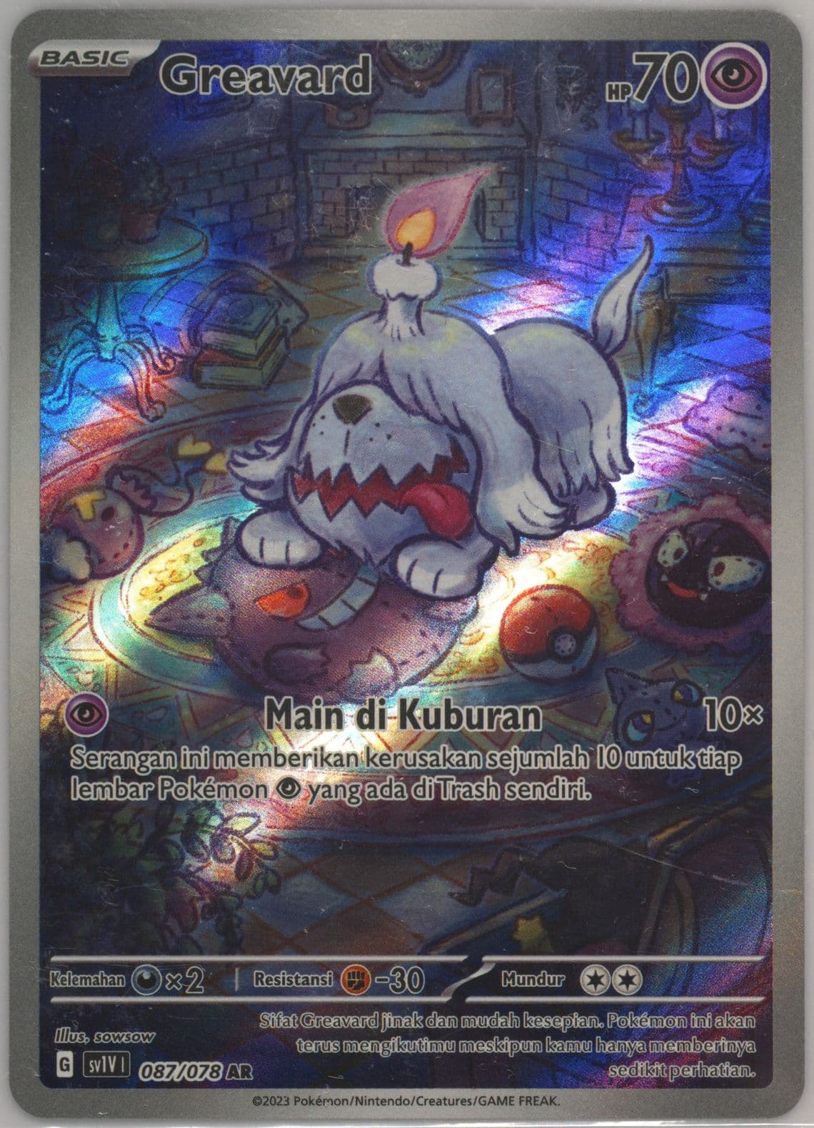 Greavard Art Rare (087) 2023 Pokemon Indonesian Sv1v I-Violet EX