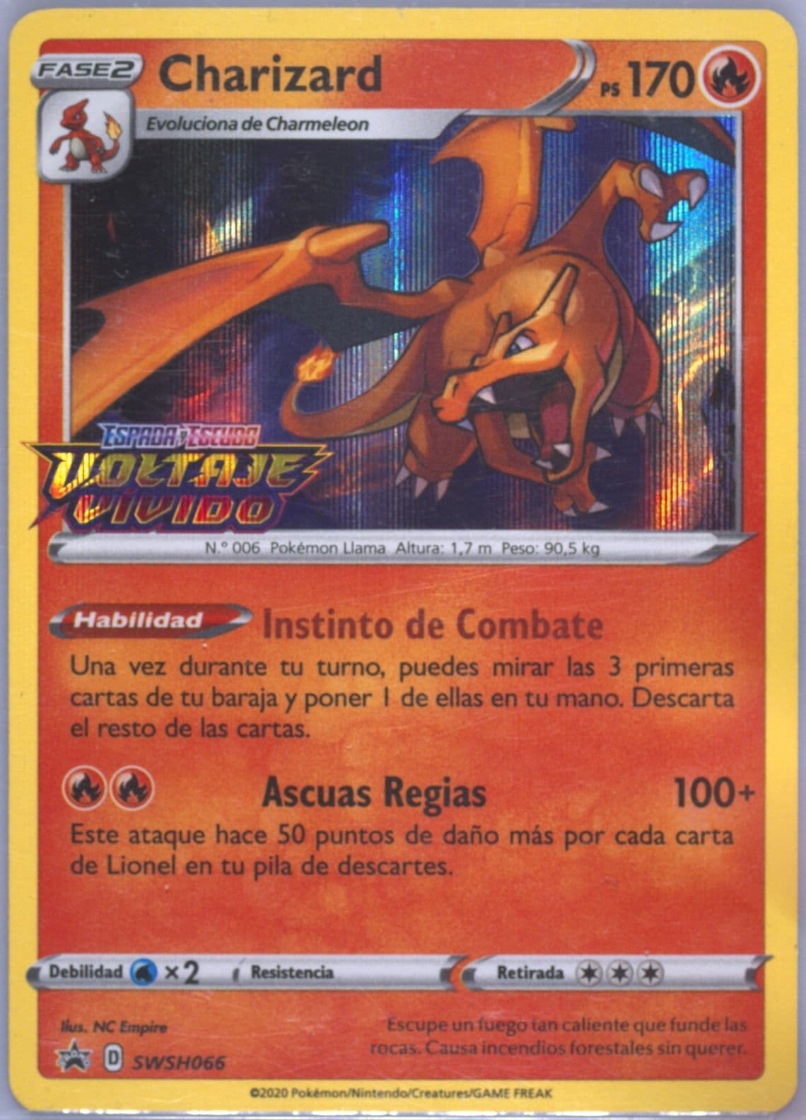 Charizard-Holo Prerelease-Spanish (066) 2020 Pokemon Swsh Black Star Promo