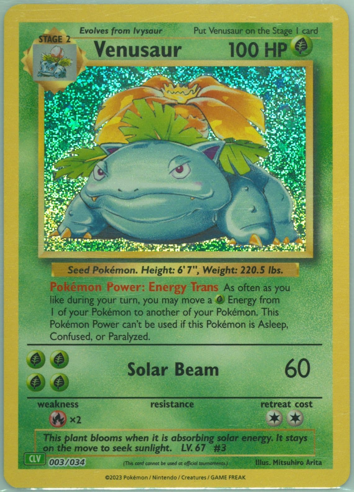Venusaur (003) 2023 Pokemon CLV-Trading Card Game Classic Venusaur & Lugia EX Deck