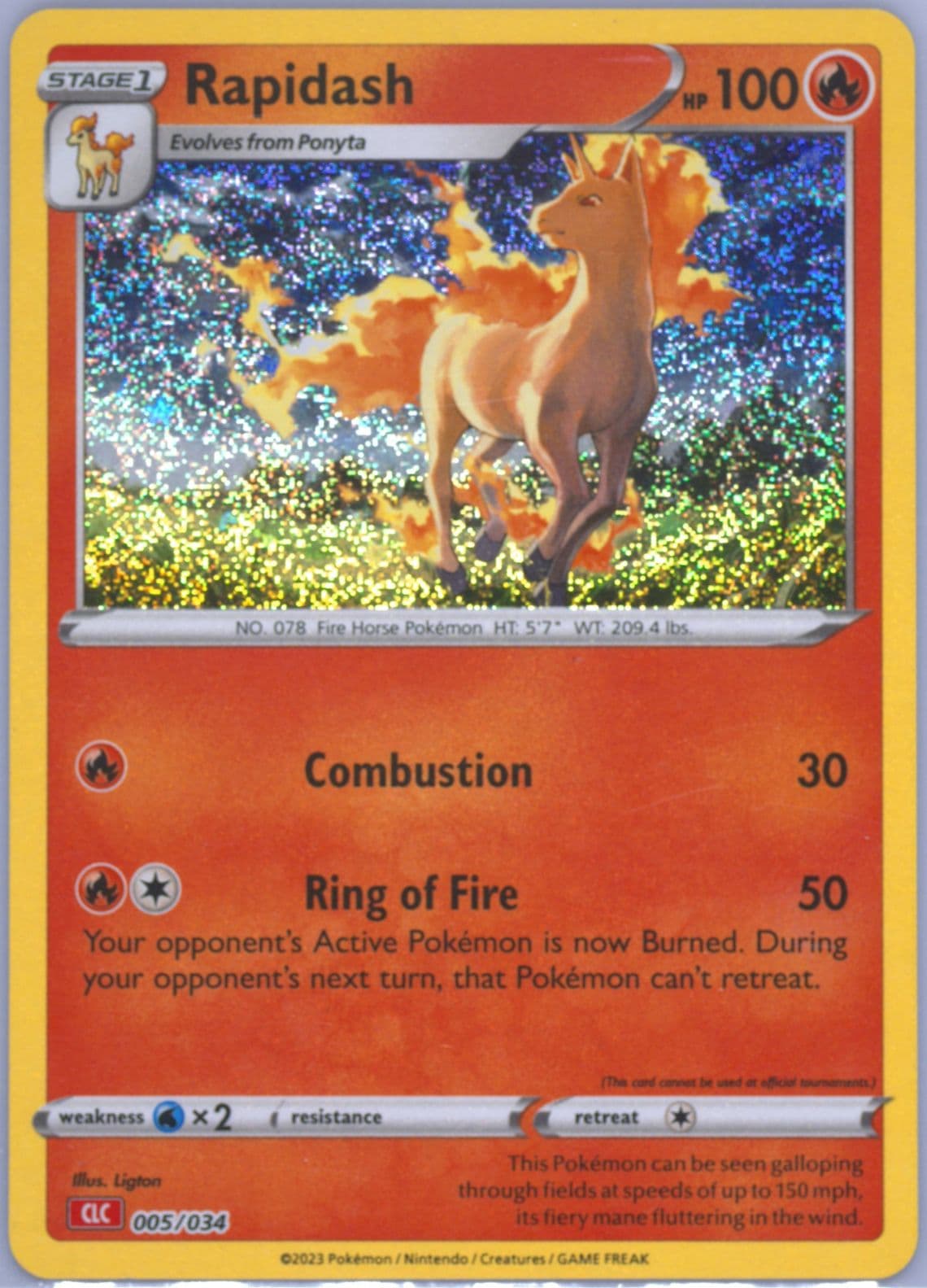 Rapidash (005) 2023 Pokemon Clc-Trading Card Game Classic Charizard & HO-Oh EX Deck
