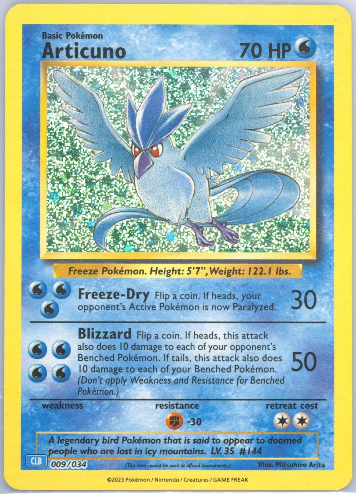 Articuno (009) 2023 Pokemon Clb-Trading Card Game Classic Blastoise & Suicune EX Deck