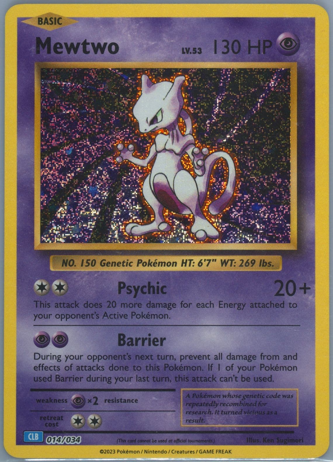 Mewtwo (014) 2023 Pokemon Clb-Trading Card Game Classic Blastoise & Suicune EX Deck