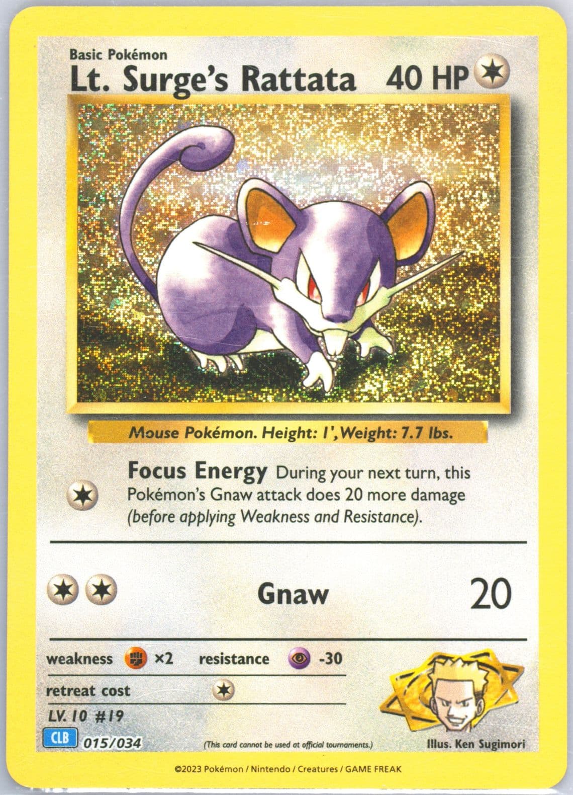 LT. Surge's Rattata (015) 2023 Pokemon Clb-Trading Card Game Classic Blastoise & Suicune EX Deck